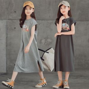 韩系女童连衣裙2024夏季新款短袖t恤中大童中长款儿童打底衫女孩
