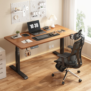 智能升降电脑桌电动桌腿办公工作台可升降桌子家用实木书桌电竞桌