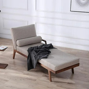 新中式黑胡桃木贵妃椅实木北欧风简约美人榻客厅单人沙发卧室躺椅