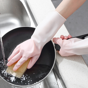 渐变色洗碗手套家务家用女厨房防水刷碗橡胶胶皮乳胶耐用型洗衣服