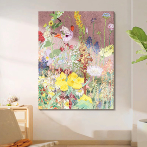 波洛克抽象植物花卉手绘油画法式复古装饰画客厅入户玄关肌理挂画
