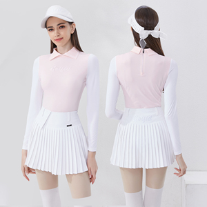 夏季高尔夫上衣女薄款弹力透气网球长袖裙子套装女golf女装服装女
