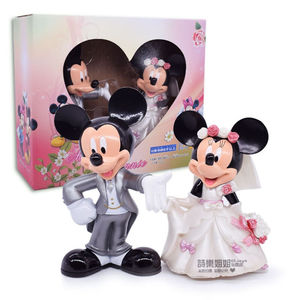 Disney婚庆白色婚纱米奇米妮唐老鸭黛西蛋糕摆件米老鼠公仔玩具模