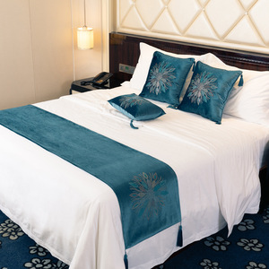 欧式奢华酒店宾馆花朵床旗床尾巾轻奢中式简约床围巾搭巾家用床盖