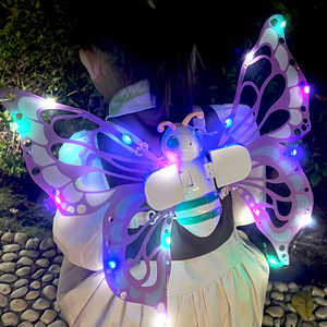 发光电动蝴蝶翅膀背饰天使玩具儿童精灵羽翼会动的小女孩新年礼物