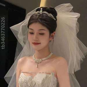 气质礼服头饰时尚写真简约2024珍珠配饰生日公主新娘新款婚纱皇冠
