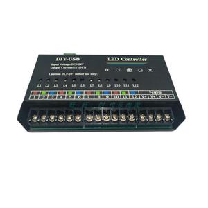 LED灯可程式设计SD卡USB单色七彩控制器DC5-12-24V跑马流水动感控