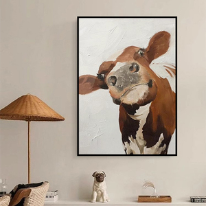 现代牛气冲天客厅装饰画可爱动物牛装饰墙壁挂画玄关餐厅中古挂画