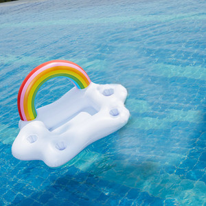 泳池戏水彩虹云椰树蘑菇冰吧 沙滩户外充气玩具杯食物饮料托盘