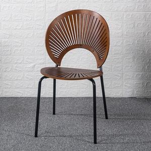 贝壳椅家用现代简约实木铁艺餐椅设计师北欧轻奢网红化妆椅扇贝椅