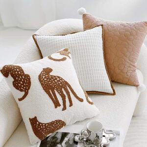 猎豹法式奶油色动物棕色客厅沙发抱枕轻奢轻奢几何刺绣靠背垫腰枕