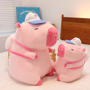卡皮巴拉公仔拉线玩偶粉色背包水豚毛绒玩具布娃娃抱枕送女生礼物