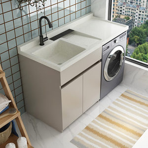 蜂窝铝阳台滚筒洗衣机伴侣组合柜一体洗衣槽洗脸盆手池带搓板定制