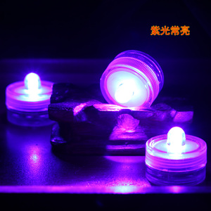LED水中蜡烛灯发光防水紫色蜡烛鱼缸泳池装饰灯防水电子蜡烛