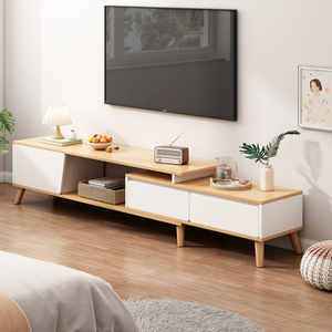 IKEA宜家可伸缩电视柜小户型现代简约原木风客厅家用实木腿储物柜