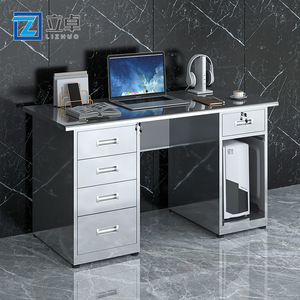 不锈钢办公桌车间工作实验室长方形操作诊疗台桌子带抽屉锁电脑桌
