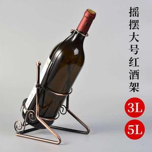 酒铁艺复古展示架摇摆式红酒架工艺品5升3升装放10斤大瓶欧式