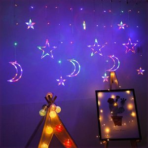 LED星月窗帘灯电池款星星灯遥控阳台庭院圣诞节装饰闪灯串灯彩灯