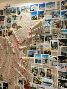 旅行地图标记墙地图照片墙毛毡墙贴中国旅行足迹记录标记墙背景墙