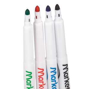 马培德Maped企鹅儿童白板笔4支装蓝黑红绿彩色套装水性可擦记号笔