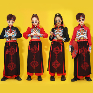男童中国风演出服春秋款女童古典舞古筝表演服幼儿园国风舞蹈服装