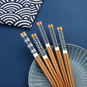 双10环保家用竹筷防滑日式尖头新款筷子复古风餐具套装创意礼品