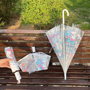 美乐蒂透明雨伞折叠全自动长柄网红卡通个性创意可爱儿童伞学生女