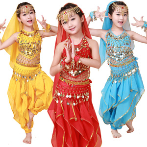 儿童印度舞蹈服装女童肚皮舞演出服少儿新疆表演服小孩民族舞套装