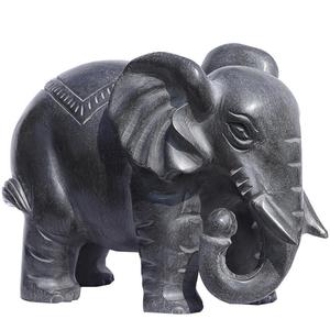 石雕石头青石大象摆件一对家用门口门前看门石材雕刻吸水象小石象
