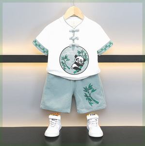 韩版夏季汉服儿童男装国潮中式套装儿童棉麻短袖唐装中小童宝宝中
