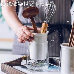 创意家用陶瓷筷子篓立式餐具筷子收纳置物架筷子筒玻璃滤水筷子架