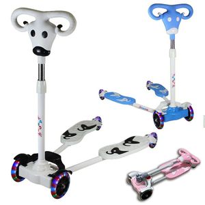 儿童滑板车2岁3-6-8岁男女通用蛙式双脚分开双踏板四轮滑滑剪刀车