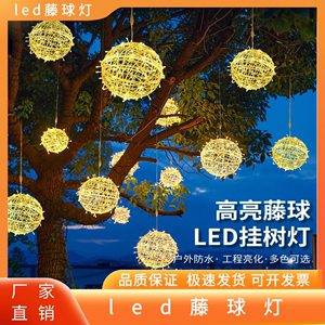 led藤球灯户外防水挂树上的彩灯节日灯街道工程亮化发光装饰灯
