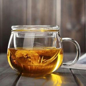 河间茶壶玻璃制品花茶杯耐热圆趣杯透明带盖过滤三件式办公水杯