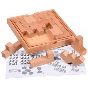 古典块玩具块益智13拼板块整块伤脑筋切割木制12拼图英校积木13