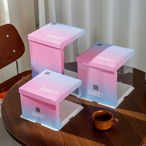 网红生日蛋糕盒子半透明6寸8寸10寸12寸双层加高打包包装盒定制