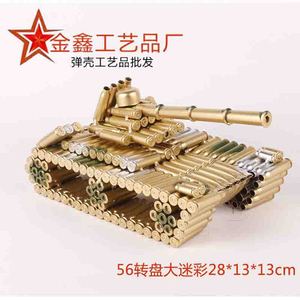 子弹壳工艺品56转盘大迷彩坦克模型金属铁艺坦克玩具模型