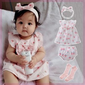巴拉巴拉韩系夏季薄款婴幼儿裙子套装0-1岁女宝宝连衣裙三件套洋