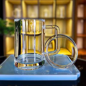 东海天然原石原矿水晶杯大容量水杯盖杯把手办公茶室高端茶杯茶器