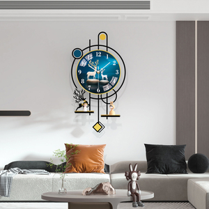 客厅挂钟餐厅2024新款万年历时钟简约创意家用大气装饰画钟表挂墙
