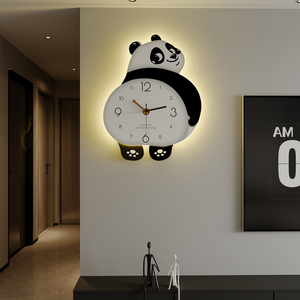 熊猫挂钟客厅大气简约现代钟表客厅表2024新款时钟餐厅艺术石英钟