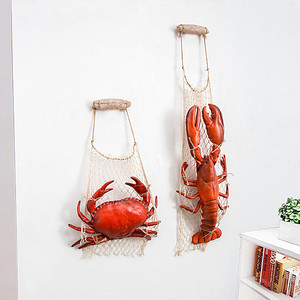 装饰品摆件中海风格海鲜模型仿真龙虾螃蟹假大小闸蟹店面餐厅挂件