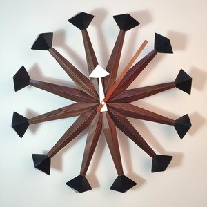 多边形挂钟PolygonClock客厅圆形乔治尼尔森北欧风电池实木时钟