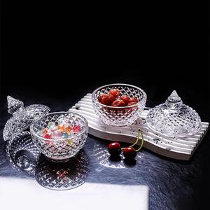 北欧水晶玻璃糖果盅创意客厅餐厅茶几桌面糖果干果罐糖玻璃收纳盒