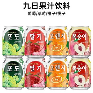 韩国进口九日牌冰祖果肉果汁饮料草莓橙子葡萄网红饮品238ml/整箱