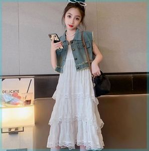 韩系女童套装吊带裙夏季新款韩版中大童洋气女孩牛仔上衣两件套蛋