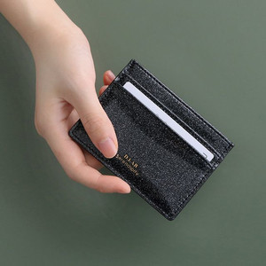 D.LAB韩国进口高档闪粉皮质卡夹便携女小零钱包名片夹证件夹卡夹