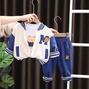 婴儿衣服秋季洋派男童运动服外套三件套7-12个月1一2周岁宝宝秋.