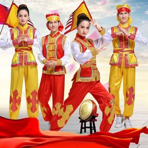 打鼓服女新款中国风舞蹈服男女腰鼓队锣鼓队演出服装舞龙舞狮服装