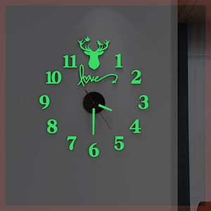 免打孔夜光挂钟卧室静音钟表客厅diy挂表家用3d时钟创意立体壁钟